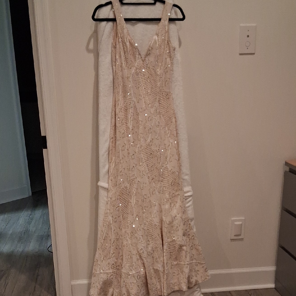 Bailey Blue Elegant Cream Evening Gown